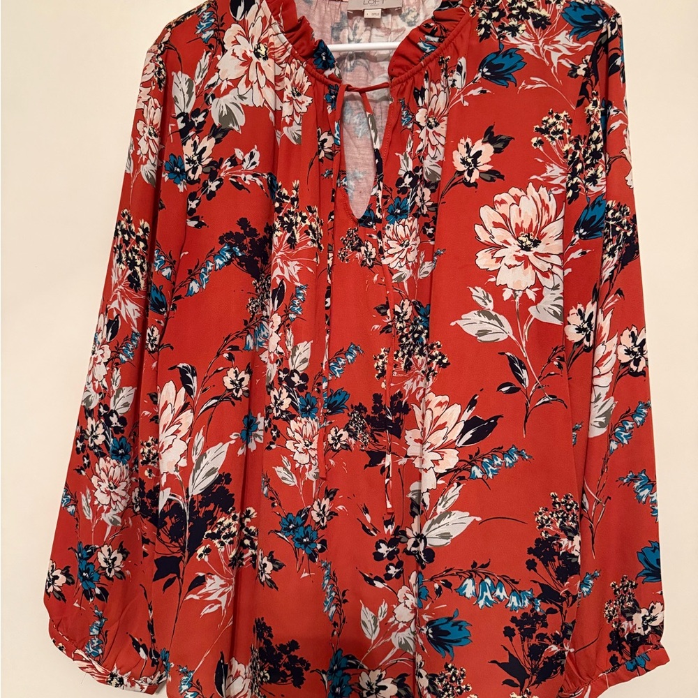 LOFT Floral Burnt Orange Women's Top